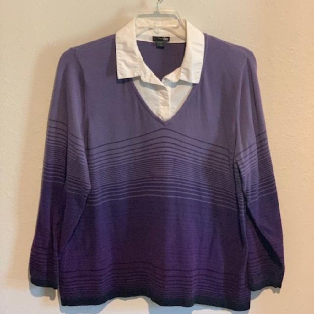 East 5th Purple Striped Blouse